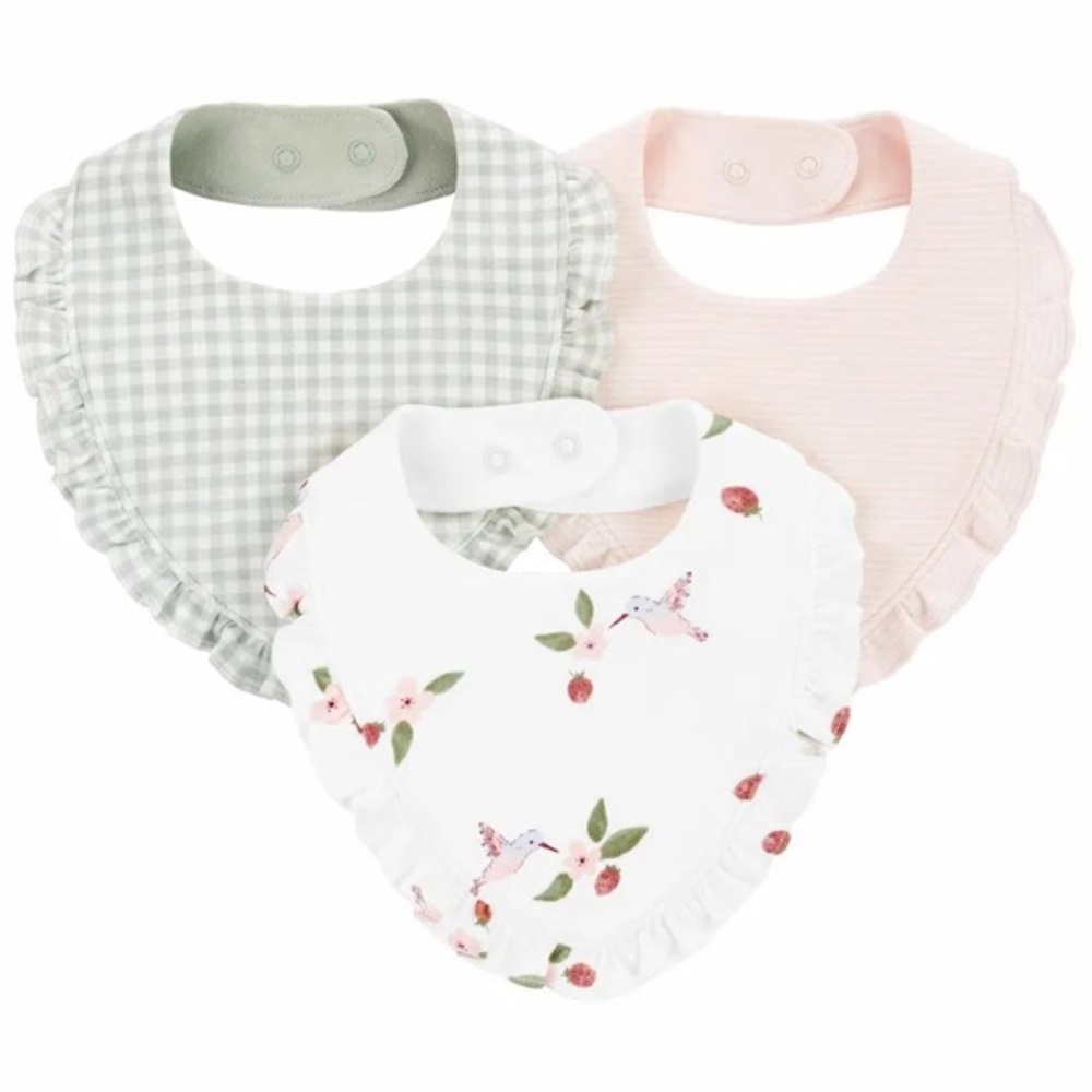 NIB Carters Baby Bandana Bibs - Floral, Gingham, Hummingbird
